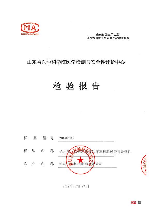 检验报告-铸铁管件
