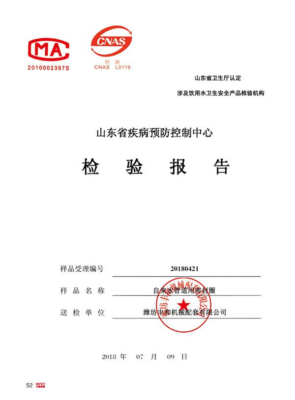 检验报告-管道密封圈